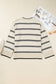 Apricot Stripe Wide Sleeve Drop Shoulder Crew Neck Plus Sweater
