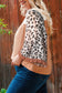 Plus Size Leopard Print Ruffle Sleeve Color Block Top