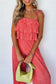 Pink Ruffle Tiered Cami Pleated Wide Leg Pants Set