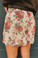 Apricot Buttoned Front Scalloped Trim Mini Jacquard Floral Skirt