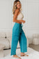 Lapis Mineral Wash Lace-up High Waist Raw Hem Patched Pocket Pants