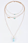 Gold Turquoise Gemstone Pendant Multi-Layered Necklace