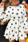 White Polka Dot Printed Long Sleeve Flared Mini Dress