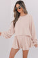 Jet Stream Corded Lantern Sleeve Top High Waist Ruffled Mini Skirt Set