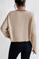 Beige Lettuce Cuffs Drop Shoulder Loose Ribbed Knit Top