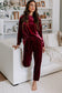 Red Solid Velvet Two Piece Lounge Set