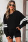 Orange Varsity Striped Sleeve Drop Shoulder Sweatshirt and Short Set