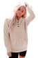 Waffle Knit Hooded Apricot Sweater with Pocket