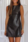 Black Vegan Leather Sleeveless Mini Dress