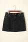 Carbon Grey Mineral Wash Ripped Raw Hem Denim Mini Skirt