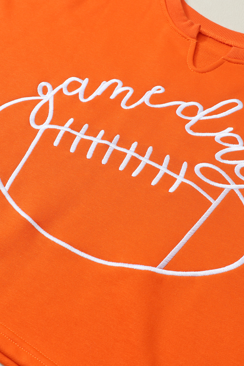 Orange Game Day Lettering Rugby Notched Neck Sweatshirt