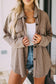 Oversize Textured Knit Khaki Shacket