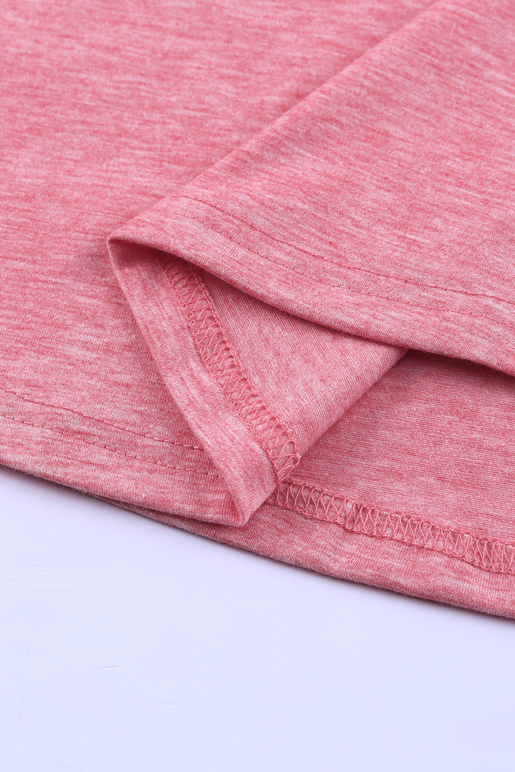 Pink Solid Color Crew Neck Tank Top