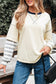 Beige Striped Patchwork Long Sleeve Round Neck Two-in-one Top