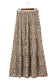 Brown Western Floral Print Ruffled Hem High Waist Loose Maxi Skirt
