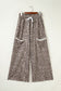 Khaki Animal Print Wide Leg Terry Knit Pants