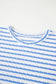 Black Stripe Knitted Short Sleeve Top and Drawstring Shorts Set