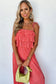 Pink Ruffle Tiered Cami Pleated Wide Leg Pants Set