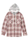 Multicolour Plaid Flap Pocket Hooded Raw Hem Jacket