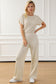 Black Ribbed Keyhole Short Sleeve Wide Leg Jumpsuit