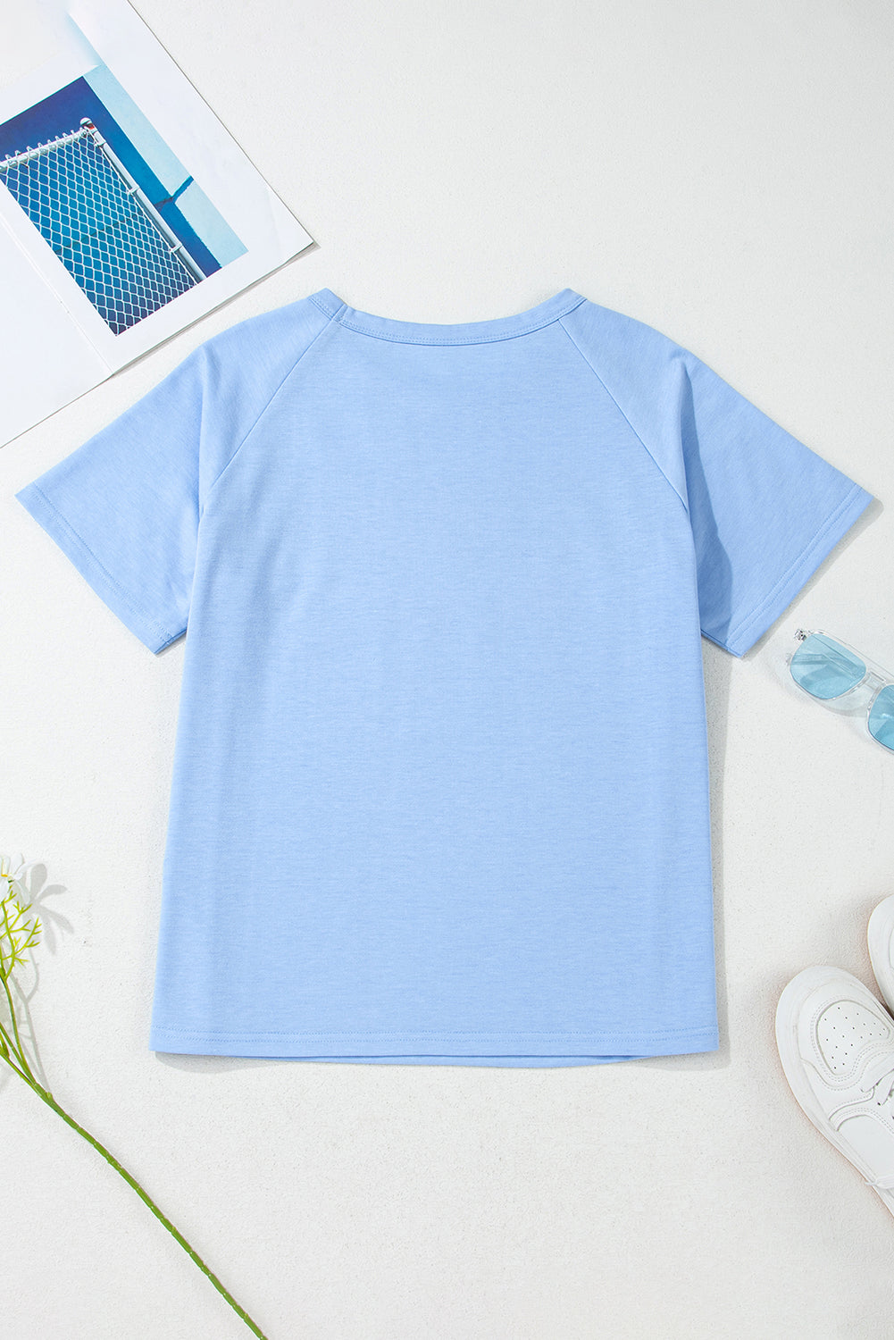 Black Striped Patch Front Casual Tee