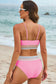 Green Striped Patchwork Spaghetti Strap High Waist Bikini Swimsuit