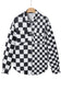 Green Checkerboard Flap Pocket Button Front Shacket