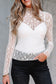 White Sheer Floral Lace Long Sleeve Slim Fit Top