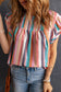 Multicolor Striped Tiered Ruffle Cap Sleeve Top