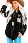 Black Western Aztec Print Accent Fleece Shacket