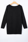 Black Asymmetric Neck Batwing Sleeve Shift Mini Sweater Dress