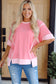 Smoke Green Half Sleeve Raw Seam High Low Side Split Top