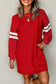 Tillandsia Purple Varsity Contrast Banded Sleeve Shift Sweatshirt Dress