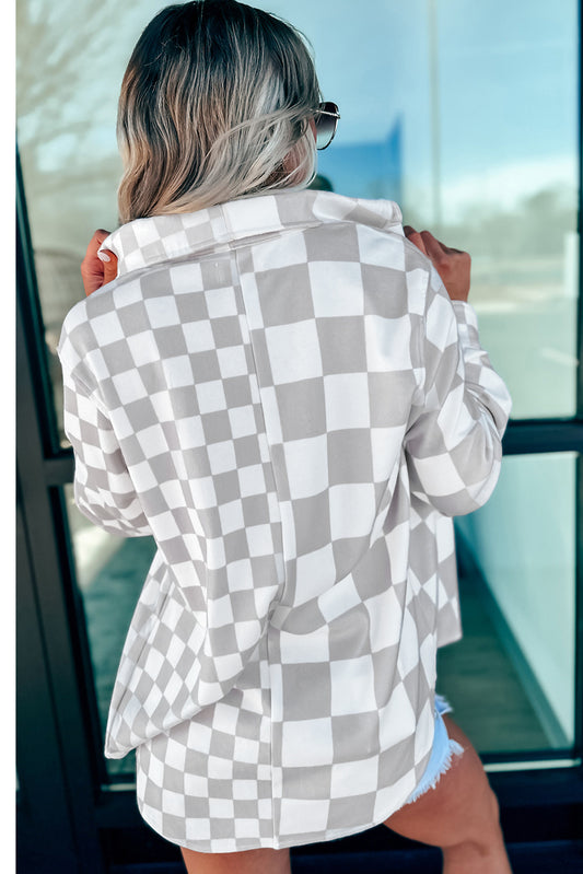 Khaki Checkered Buttoned Down Casual Western Jacket