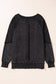 Light Grey Solid Waffle Knit Patchwork Raglan Sleeve Sweatshirt