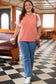 Parchment Twist Rib Colorblock Hi Low Plus Size Short Sleeve Top