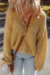Light French Beige Lantern Sleeve Scallop V Neck Buttoned Front Cardigan