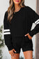 Orange Varsity Striped Sleeve Drop Shoulder Sweatshirt and Short Set