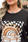 Black Checkerd DESERT DREAMS Printed Ripped Plus Size Tee