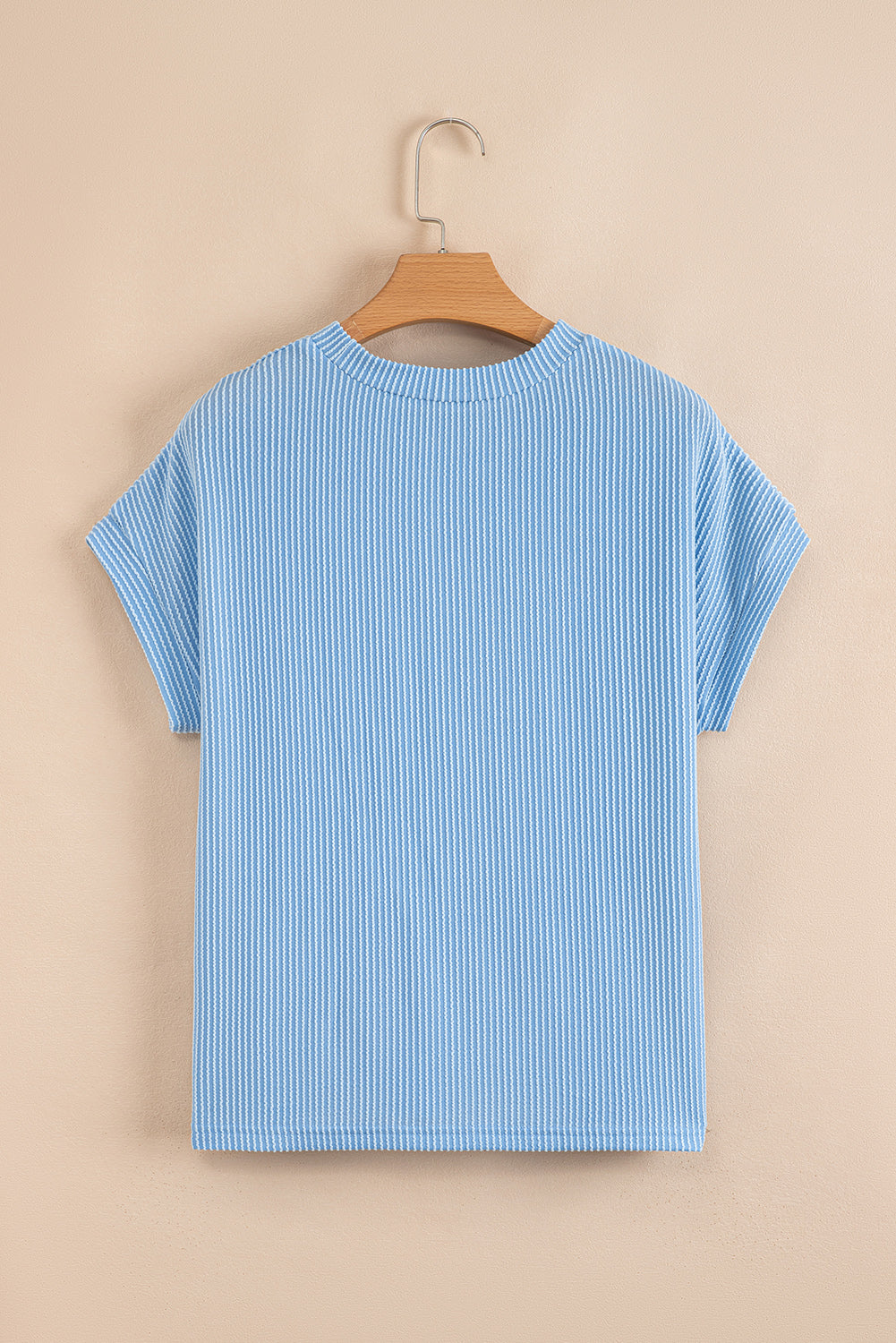 Corded Knit Color Block Pocketed Crew Neck T Shirt