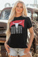 Black Western HOWDY Steer Head Print Side Slits Loose Fit T Shirt