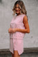 Light Pink 2 Pieces Mineral Wash Cotton Tank Top Lined Split Skirt Set