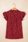 Black Rose Floral Print Ruffle Sleeve Plus Size Shift Top