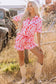 Pink Western Cowgirl Boots Printed Shirt Ruffled Shorts Pajama Set