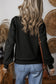 Black Textured Patchwork Round Neck Sweatshirt