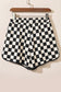Black Checkered Drawstring Elastic Waist Casual Shorts