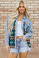 Blue Aztec Printed Denim Jacket