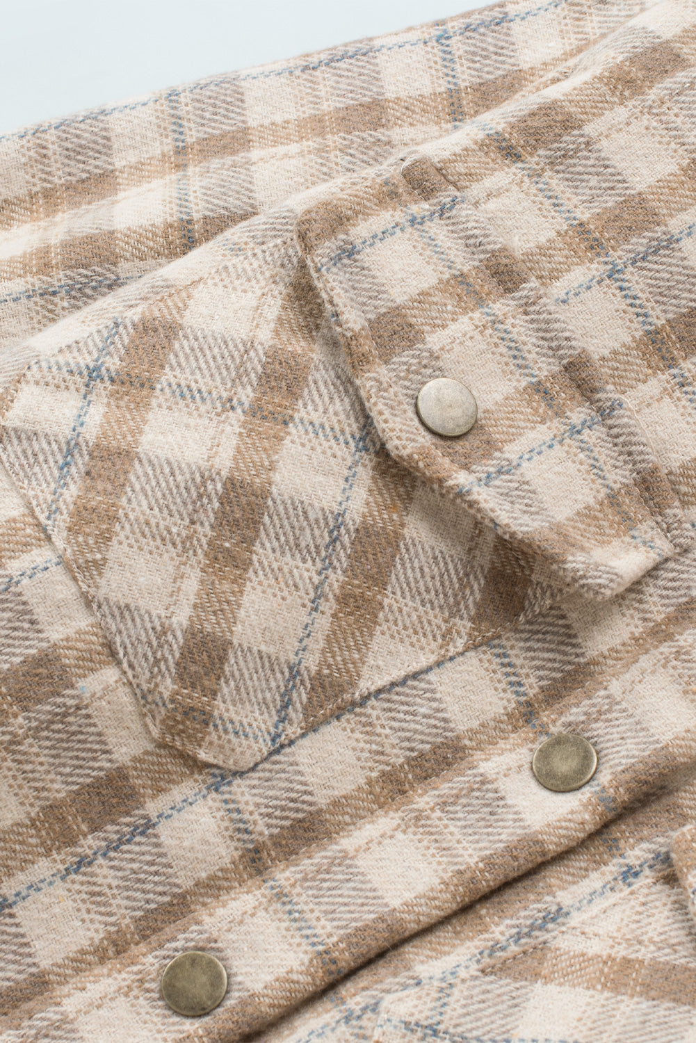 Khaki Plaid Sherpa Lined Hooded Shacket