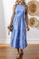 Sepia Rose Ribbed Vest Patchwork Tiered Midi Dress with Pockets