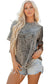 Light Grey Western Steer Head Tie Dye Print Crew Neck T Shirt